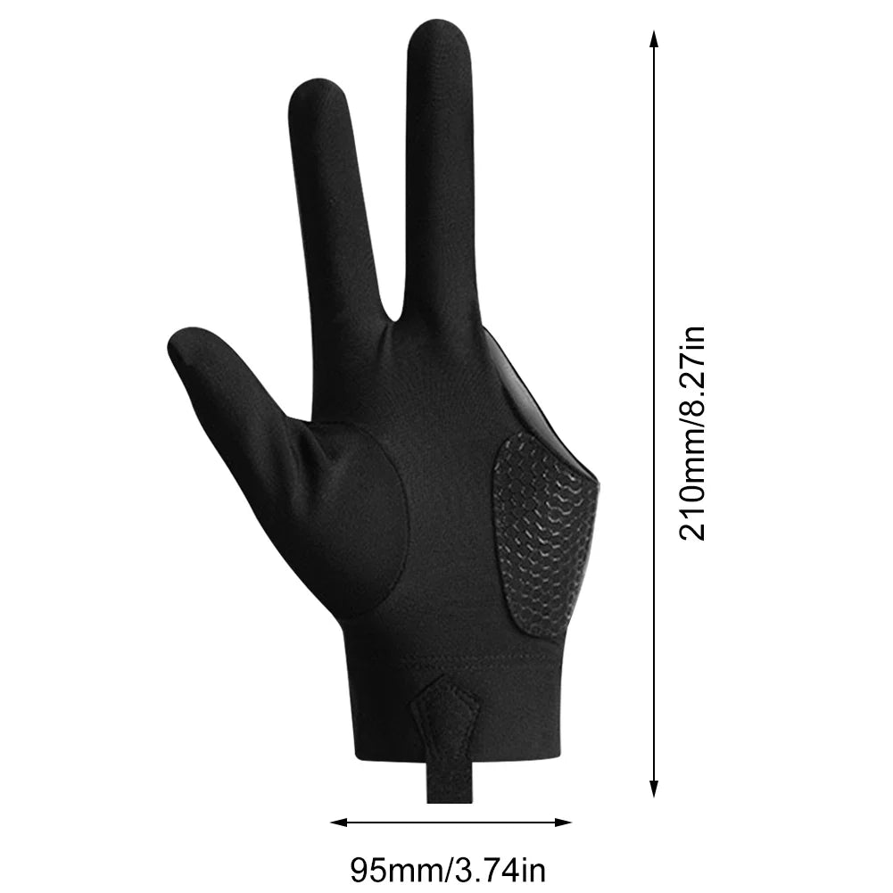 Billiards Glove Left Right Three Finger Snooker Billiard Glove Non Slip Stickers Elasticity Billiard Training Gloves Accessories