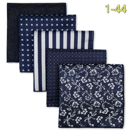 5 Pieces Assorted Mens Pocket Square Silk Handkerchief Set Colorful Large Accessories Gift Party