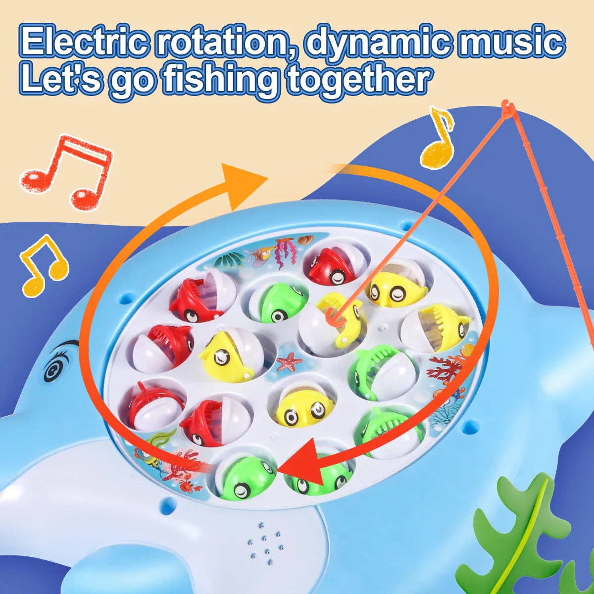 Electric Dolphin Fishing Plate Cute Marine Life Toy suit Puzzle Science Education Class Music Class Rechargeable Model Desktop