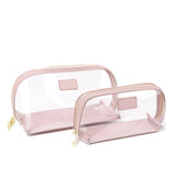 Custom Genuine Leather Travel Cosmetic Bag Set Waterproof Makeup Brush Storage Bag Portable Transparent PVC TPU Cosmetic Bag