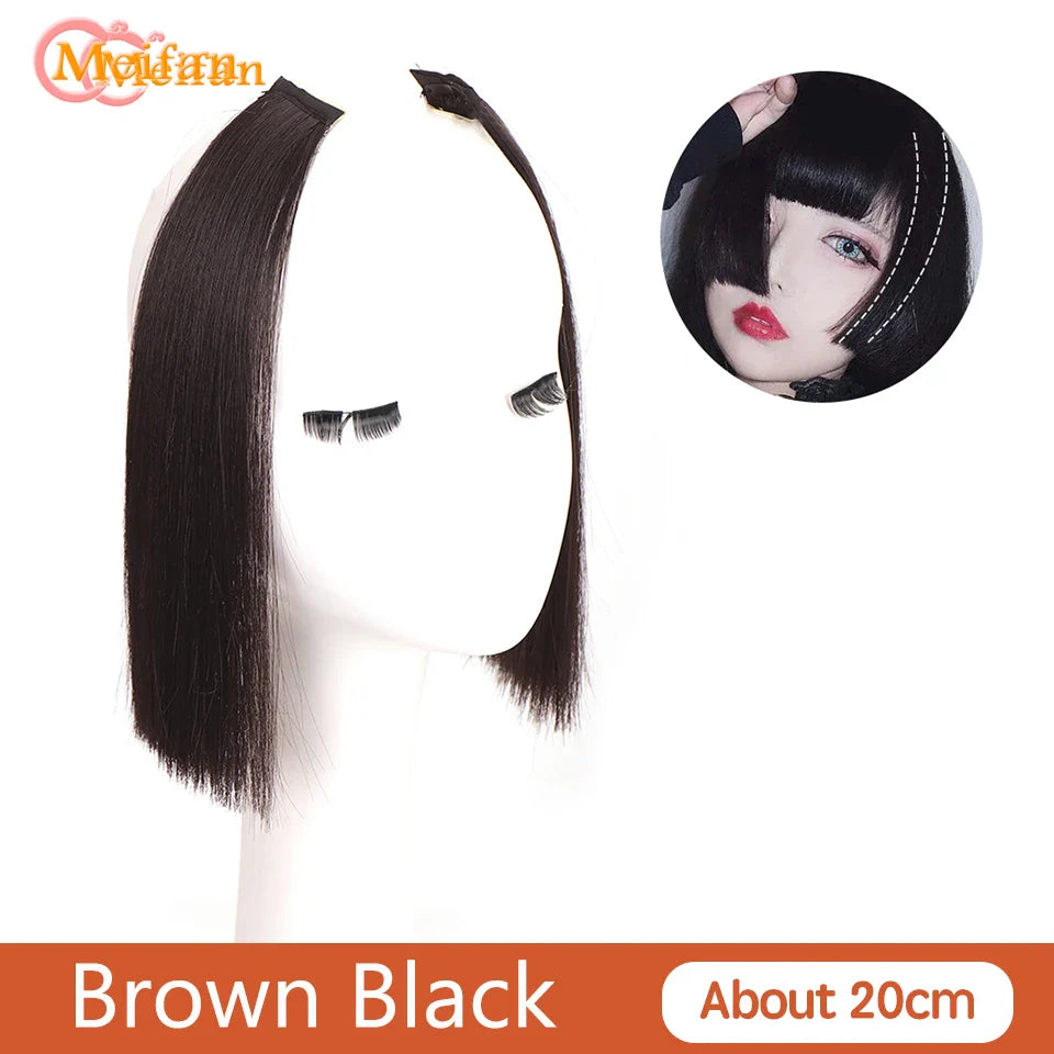 MEIFAN Synthetic False Bangs Clip-In Bangs Extension Natural Neat Fake Fringe Topper Hairpiece Invisible Clourse Hairpieces