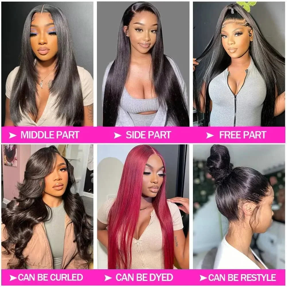 Transparent 13x4 Lace Front Human Hair Wigs Brazilian Straight 13x6 Lace Frontal Wigs Pre Plucked 4x4 Closure Wig For Women