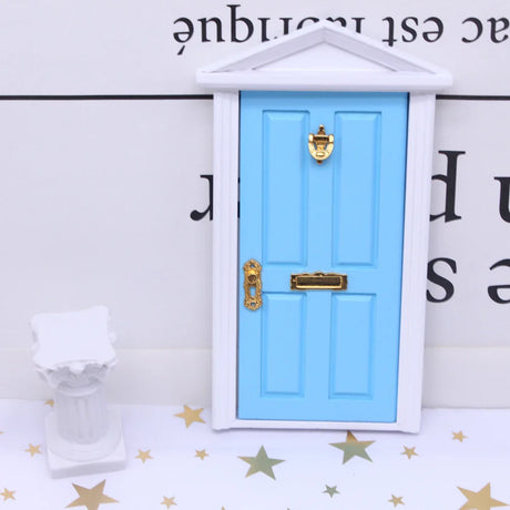 Mini Wooden Elf Door Miniature Simulation Furniture Model Fairy Door Can Opening With Accessories Kids Garden Scenes Decoration