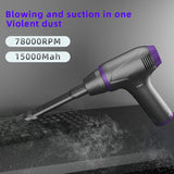 2 in 1 78000RPM Electric Air Duster Blower 125W Wireless Portable Vacuum Cleaner Gun For Car Computer Keyboard PC USB Charging