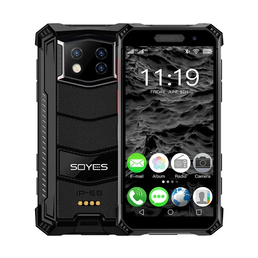 SOYES S10 MAXo 4G Rugged Mini Smartphone Android 11 3.5 Inch Quad Core 8GB+256GB 2400mAh Face ID Unlock PTT Cell Phone On Sale