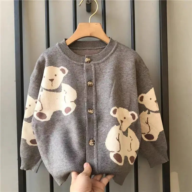 2023 Spring Autumn Fashion Jackets Children Cartoon Cardigan Knit Sweater Boys Clothes Kids Cute Baby Coats Outerwear Clothing