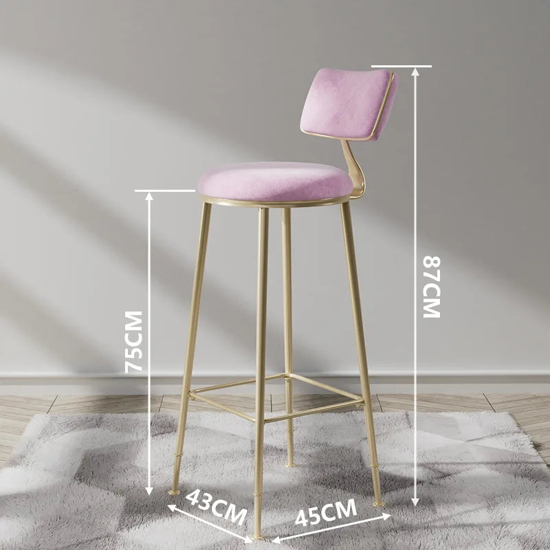 Nordic Bar Chair Light Luxury Home Golden Bar Stool Modern Simple High Chair Chair Back Bar Stool Balcony Restaurant Furniture