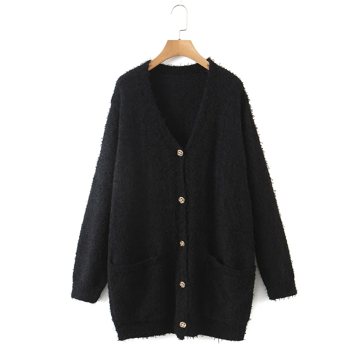 2023 Autumn Winter Good Quality Clothes Women Cardigan Sweater Plus Size Casual Loose Plush Curve V-Neck Knitted Coat