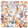 10/30/64PCS Kawaii Winter Yellow Cat Sticky Graffiti Sticker Aesthetic PVC Children's Decoration Sketchbook Scrapbook for Kids