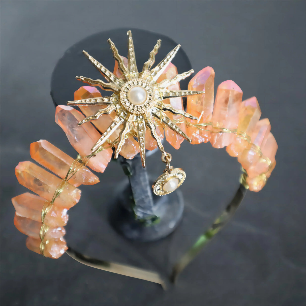 Raw crystal crown The sun goddess crystal Tiaras jewelry hair accessories sun headband photography props dress party gifts