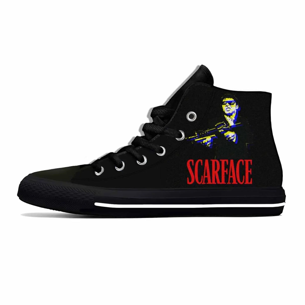 Hot Scarface Tony Montana Movie Anime Cartoon Casual Shoes High Top Lightweight Summer Board Shoes Breathable Men Women Sneakers