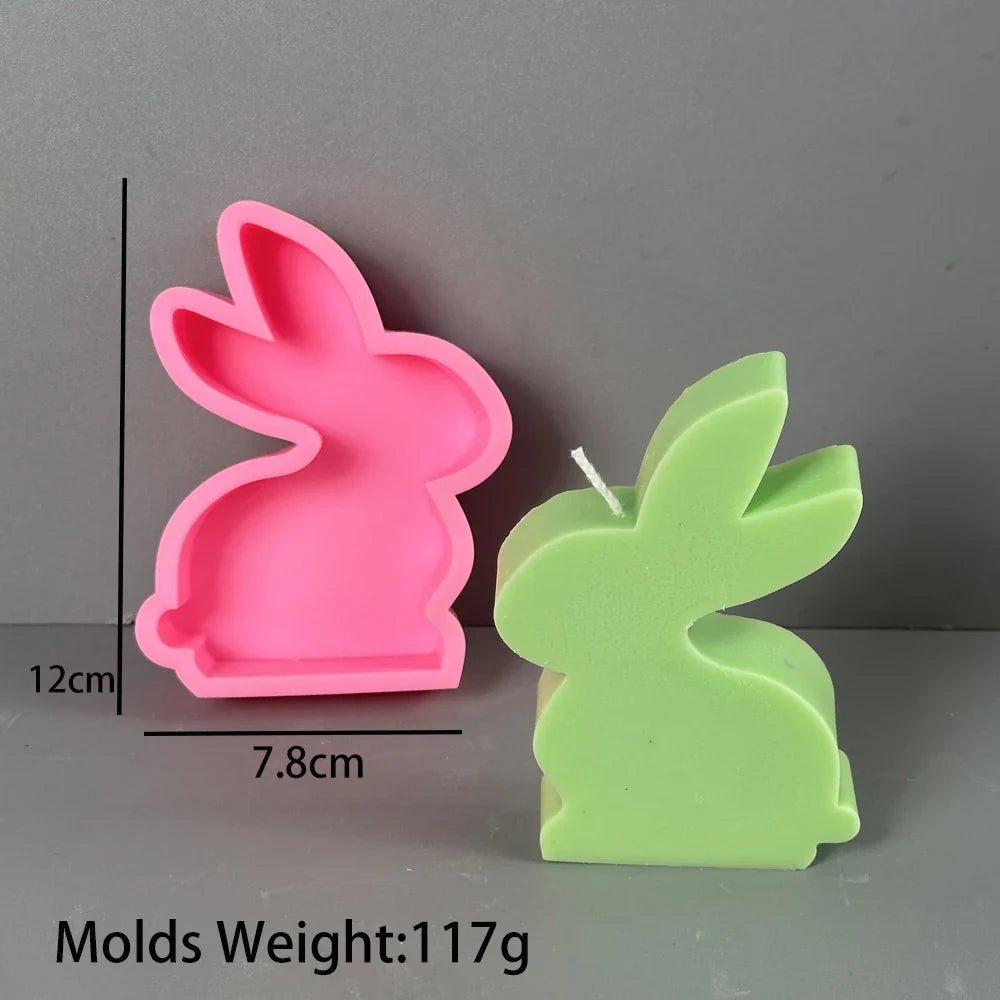 Cute Squatting Rabbit Silicone Mold 3D Animal Candle Scented Making Epoxy Mould DIY Handmade Easter Gift Baking Tools Home Decor