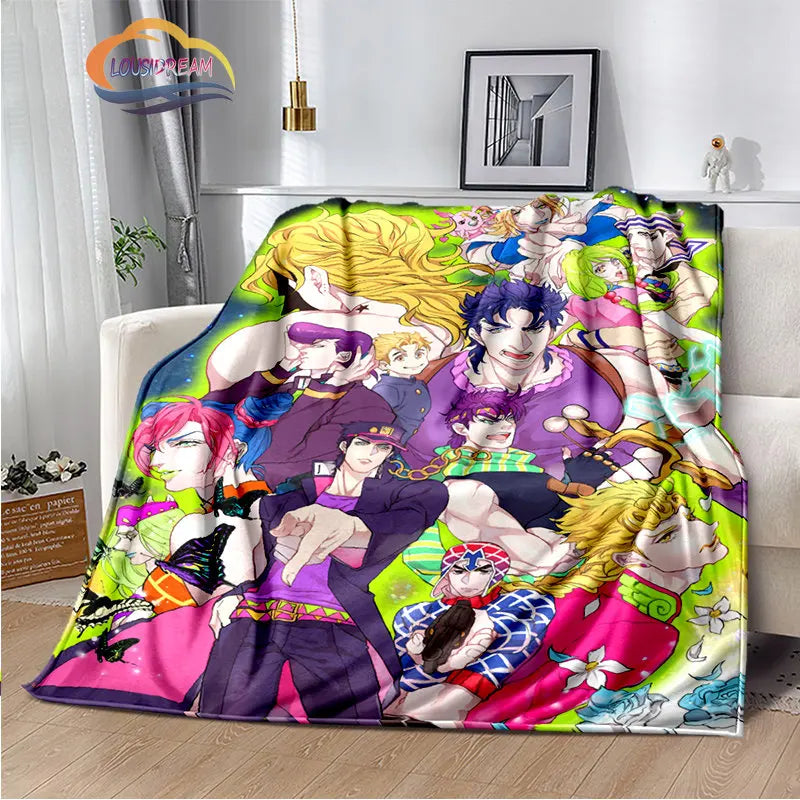 Anime JoJo's Bizarre Adventure Stone Ocean flannel Blanket Throw blanket Warm Sofa bed  children and girls Gift s