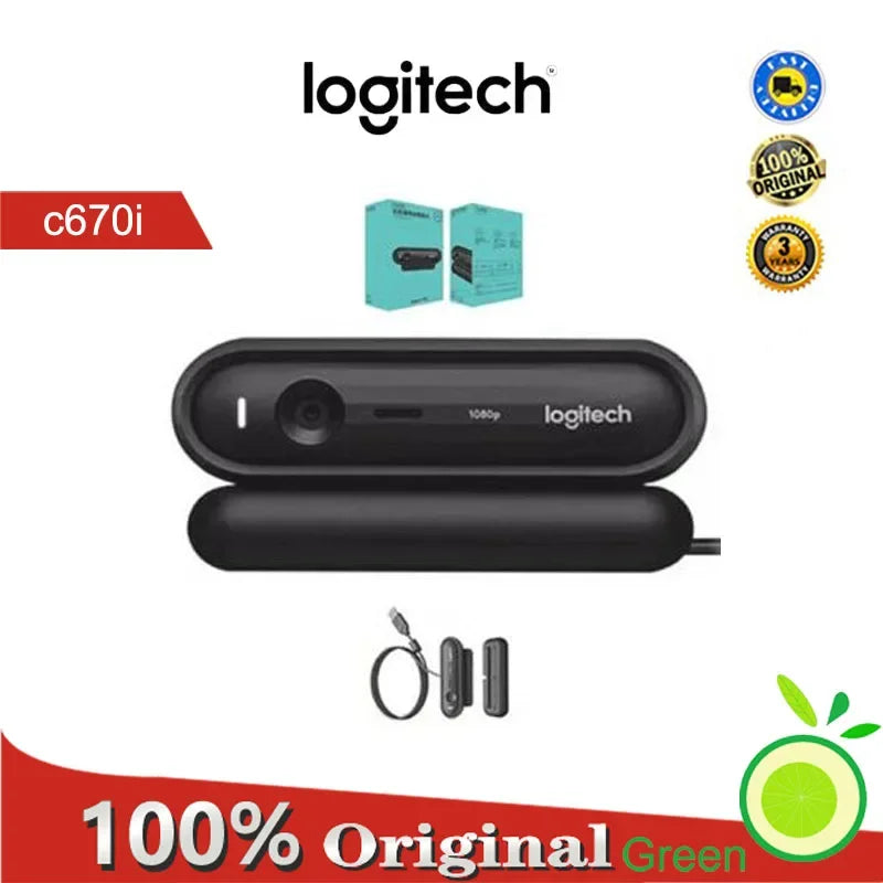 Logitech c670i webcam, 1080p intelligent FHD camera, USB, 60 degree wide angle lens, for computers, webcam