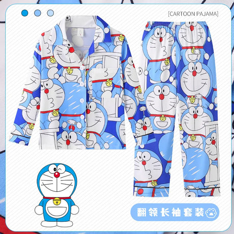 Spring Miniso Cute Children's Pajamas Sets Kawaii Anime Kuromi Pochacco Cinnamoroll Girl Boy Sleepwear Milk Silk Kids Loungewear