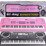 Kids Electronic Piano Keyboard Portable 61 Keys Organ with Microphone Education Toys Musical Instrument Gift for Child Beginner