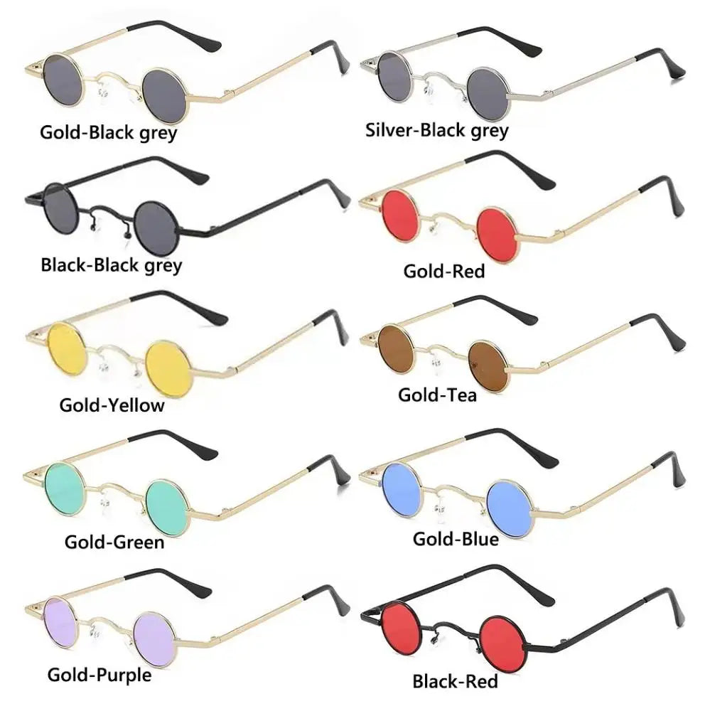 Ins Trendy Small Round Sunglasses Women Men Fashion Classic Metal Frame Shades Hip Hop Punk Sun Glasses Candy Color Sunglasses