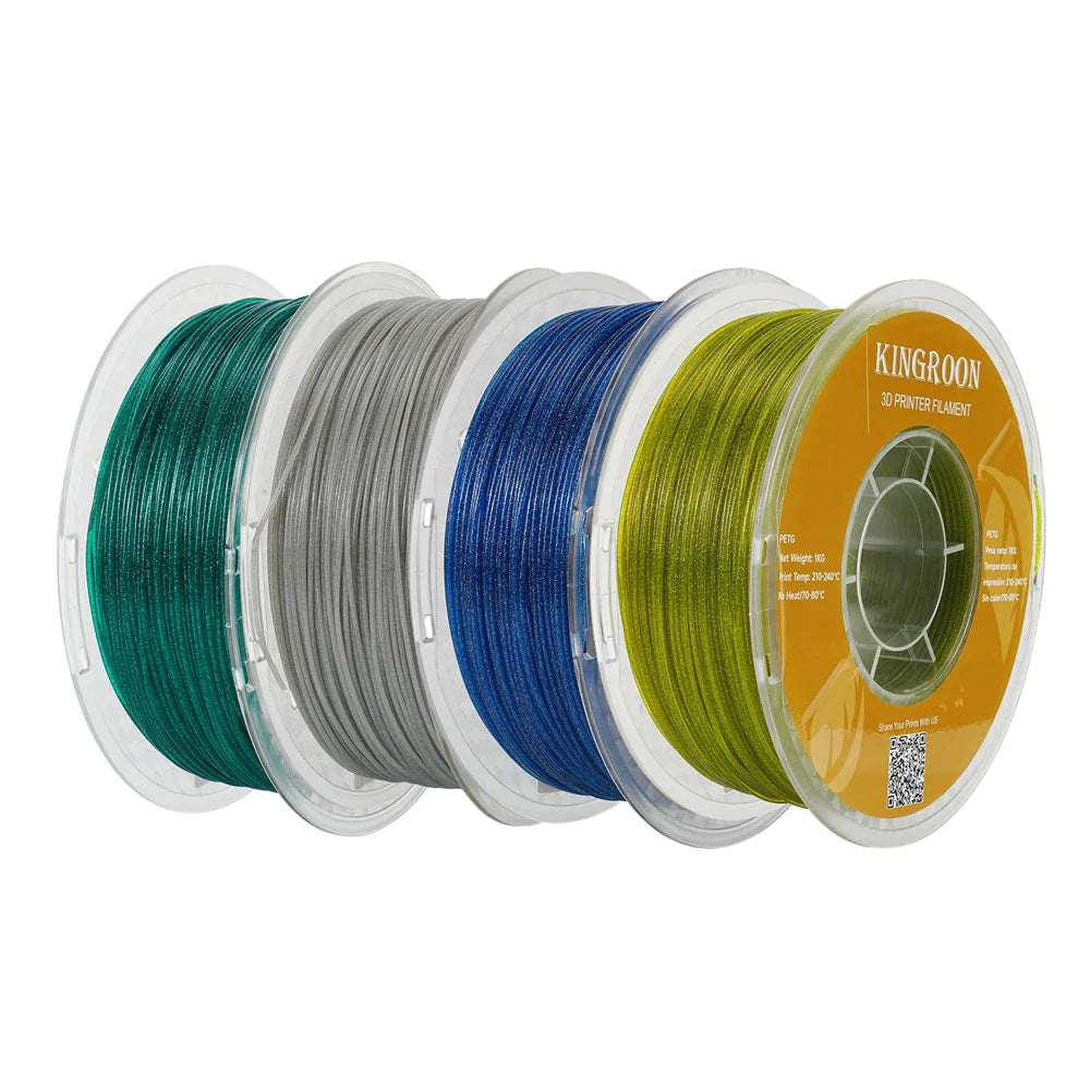 KINGROON 3D Printer Filament Glitter Shining Bling PLA PETG 1.75mm 1kg Spool 3D Printing Material, Newest PLA/PETG Plastic