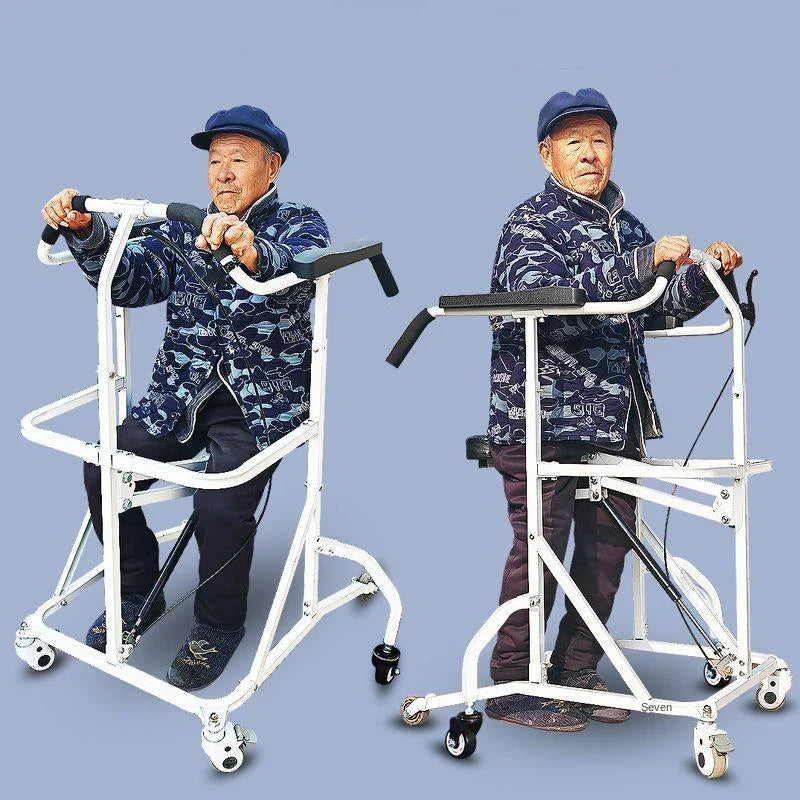 Elderly Trolley Walker with 4 Wheels Mobility Aids Disabled Stroke Hemiplegia Lower Limbs Rehabilitation Training Walking Stand