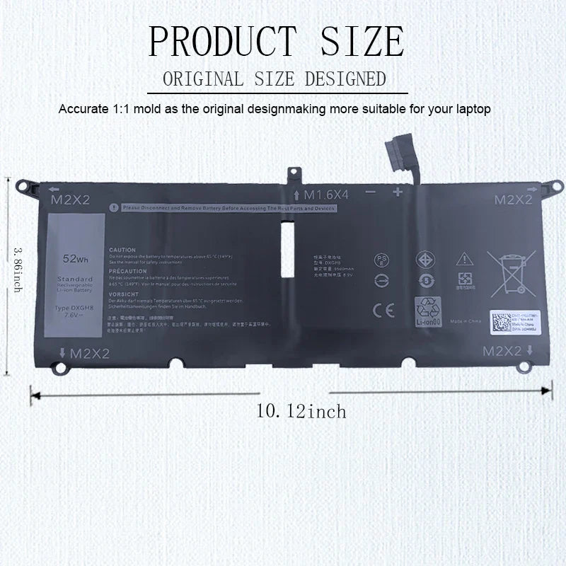 DXGH8 Laptop Battery For Dell XPS 13 9380 9370 7390 For Dell Inspiron 7390 2-in-1 7490 G8VCF H754V 0H754V P82G