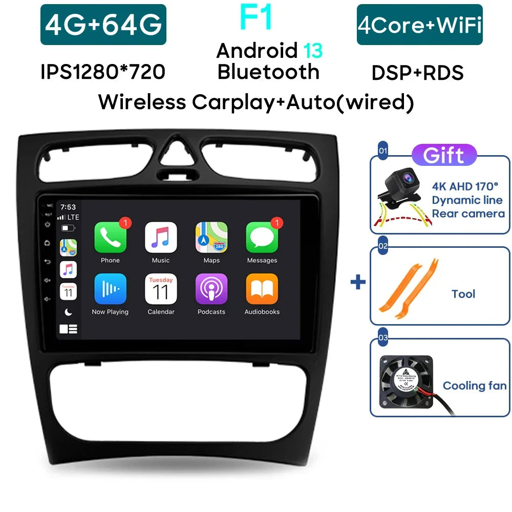 Car Radio Carplay Android Player For Mercedes Benz C Class S203 CL203 W203 2000 - 2004 Navigation GPS Coche Intelligent Systems