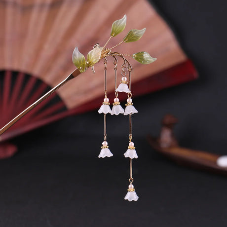 Vintage Tassel Hair Stick Chopsticks For Women Chinese Hanfu Hair Accessories Fringe Pearl Floral Hairpin Forks Metal Jewelry