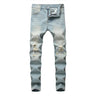 Simple Style Retro Solid Holes Skinny Men Jeans Trousers Stylish Male Ripped Stretch Jogging Casual Denim Pants