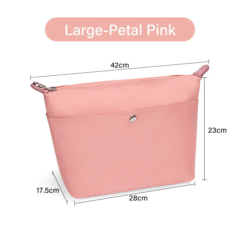 WUTA Bag Organizer Insert For Longchamp Tote Bags Handbag S/M/L,Luxury Nylon Purse Organizer Zipper Inner Bag Accessories Shaper