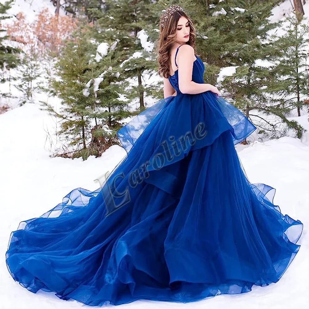 Caroline Birthday Tulle Princess Prom Ball Gown Dresses Tiered Spaghetti Straps Made To Order Vestido De Fiesta Drop Shipping