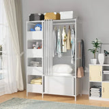 Portable Wardrobe Storage Closet, Clothes Storage Cabinet with Curtain,40.55 x 16.73 x 65.35Inches, for Living Room, Bedroom