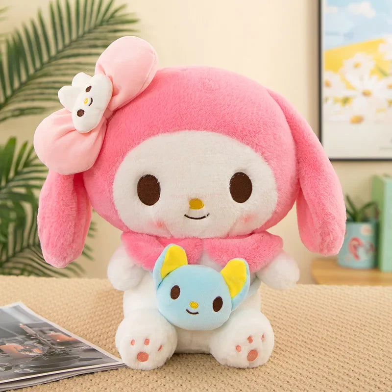 Sanrio Kuromi Plush Dolls 40/50cm kawaii My Melody Cinnamoroll Soft Stuffed animals Anime Figure Pillow Cartoon Decor Kids Toys