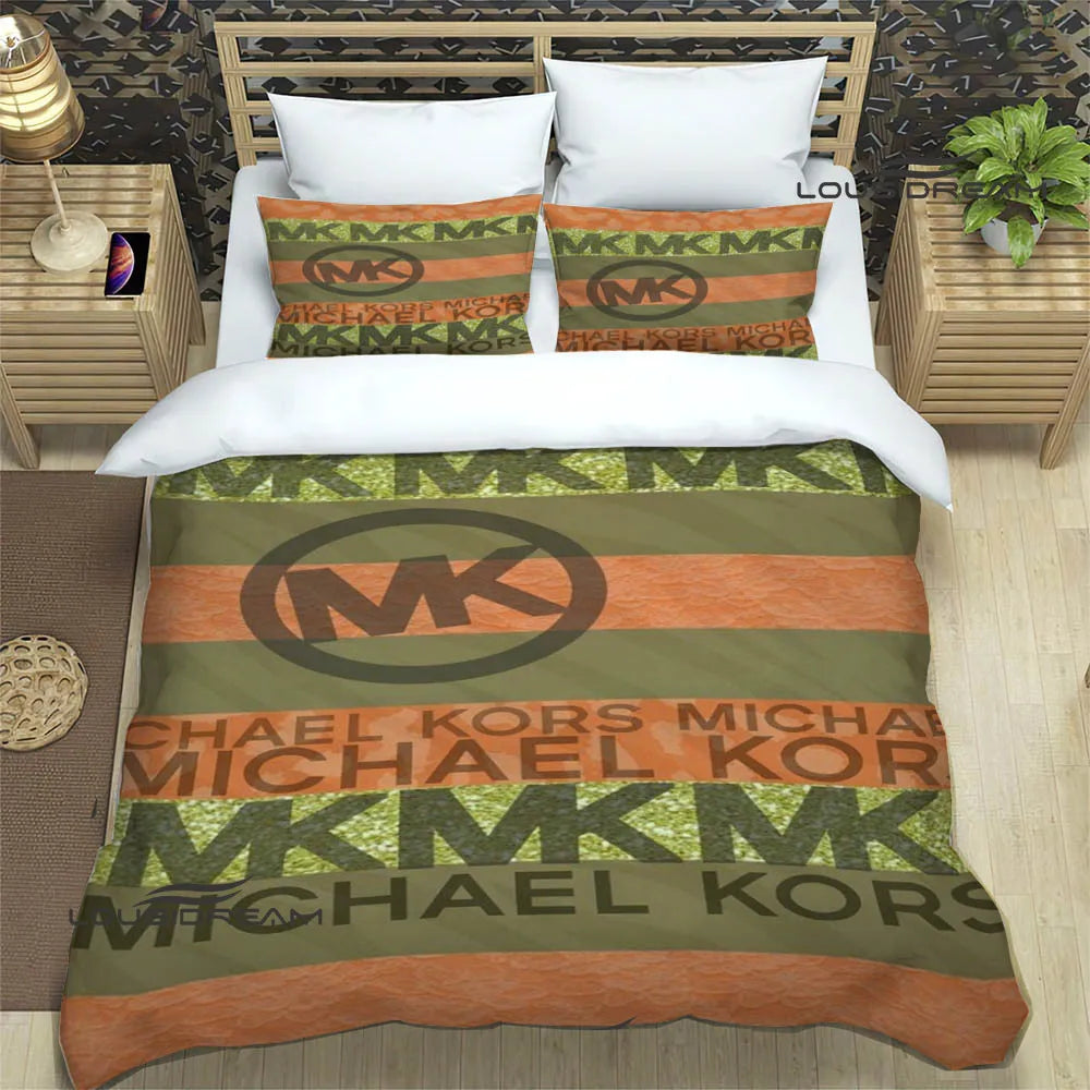 M-Michael-Kors logo printed Bedding Sets exquisite supplies set duvet cover bed comforter set bedding set luxury birthday gift