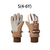 Winter Kids Gloves Thickened Warm Ski Five-Finger Gloves for Children Non-Slip Windproof Boys Girls Snow Accessories 4-12 Years