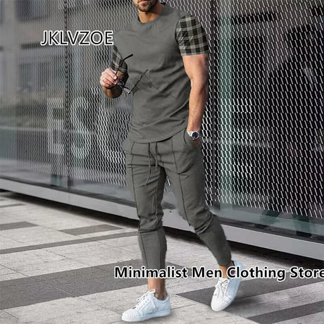 Men Fashion Short Sleeve T-shirt Trousers Sets Vintage 3D Print Oversize Tracksuit Two Piece Sportwear Suit Outfit Clothes