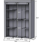 Portable Closet, Wardrobe Closet with 10 Storage Shelves and 2 Hanging Rods, Non-Woven Fabric Cover,Closet Organizer Wardrobes