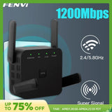 FENVI 5Ghz AC1200 WiFi Repeater 1200Mbps Router Black WiFi Extender Amplifier 2.4G/5GHz Wi-Fi Signal Booster Long Range Network