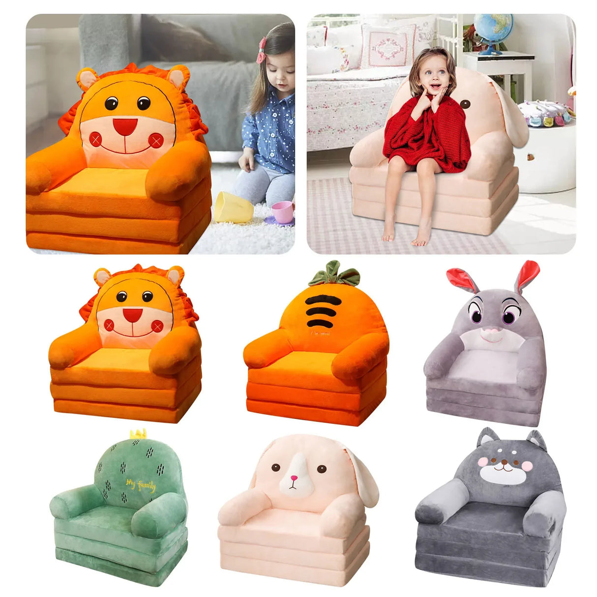 Without Filling Children‘S Cartoon Small Sofa Cute Nap Princess Girl Boy Seat Cover Recliner Kids Baby Toddler Nest Lying Chair