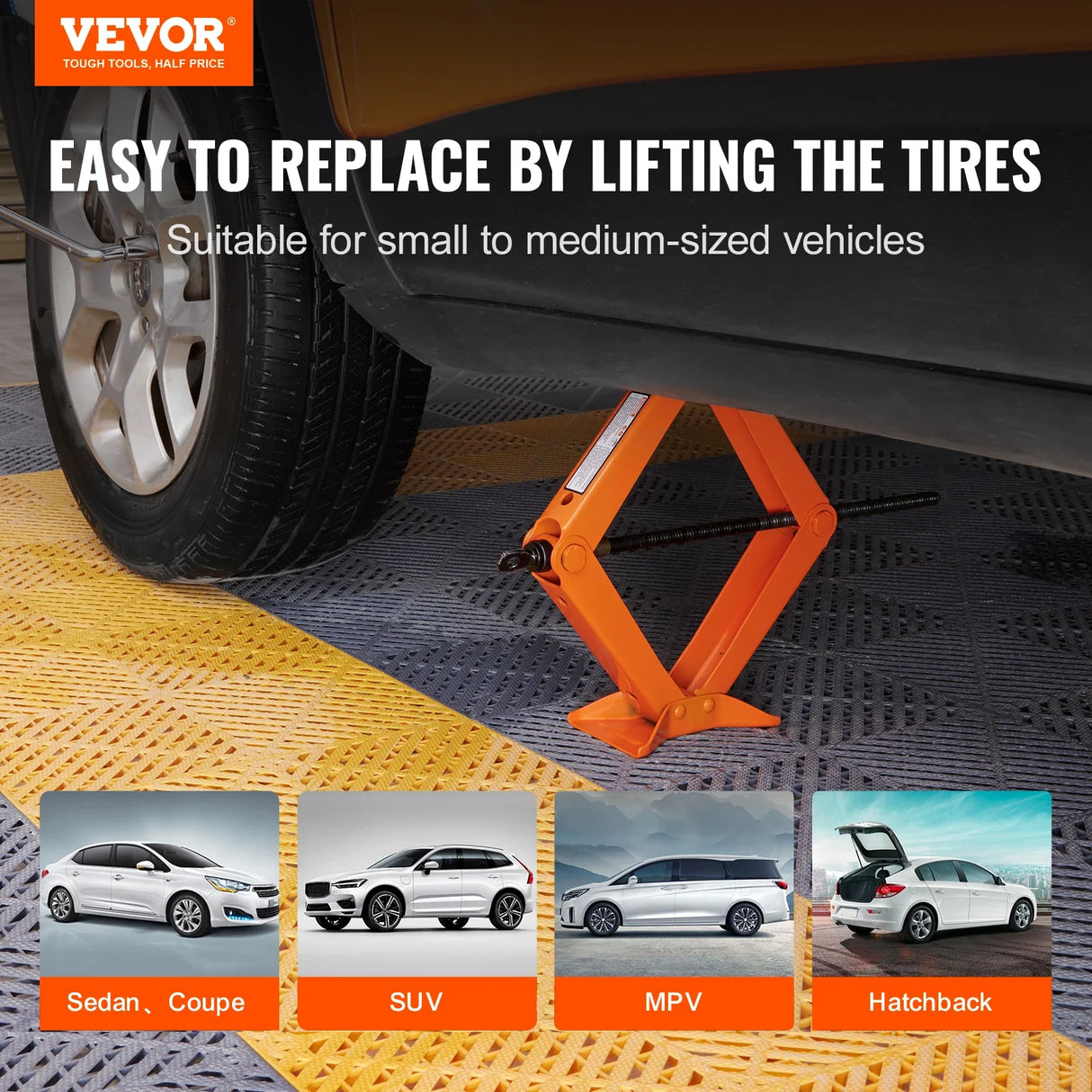 VEVOR Scissor Jack 2.5 Ton/5512 lbs Scissor Car Jack 3.7"-17.1" Lifting Range Scissor Lift Jack Portable Tire Jack for Car Truck