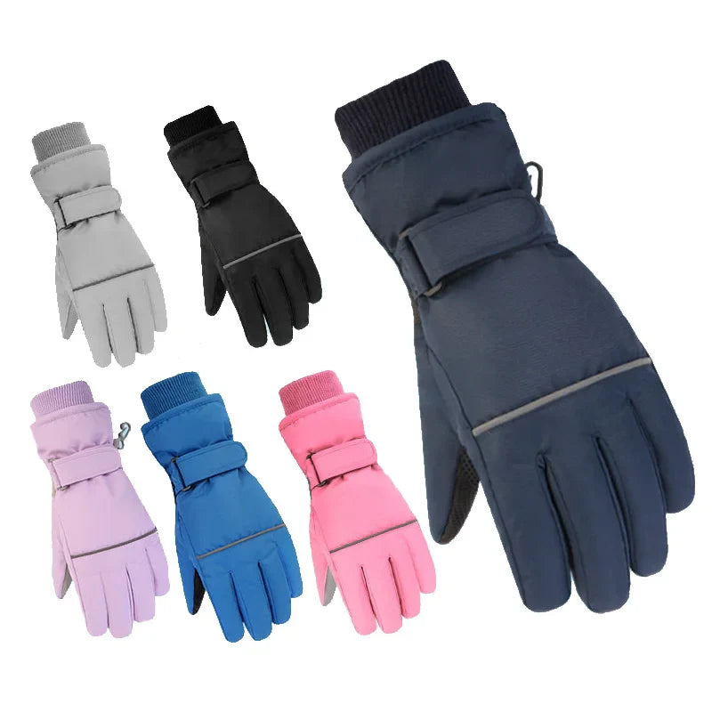 Waterproof Adult Kids Ski Gloves Thick Children Mittens Snowboard Outdoor Snow Child Winter Gloves for Boys Girls Fleece Lining