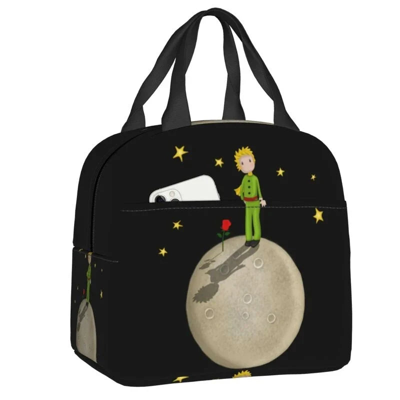 Custom The Little Prince Birds And Stars Lunch Bag Men Women Thermal Cooler Insulated Lunch Box for Adult Office