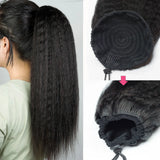 Aliballad Brazilian Afro Kinky Straight Drawstring Ponytail Human Hair Extensions Remy Pony Tail With Clip In For Women