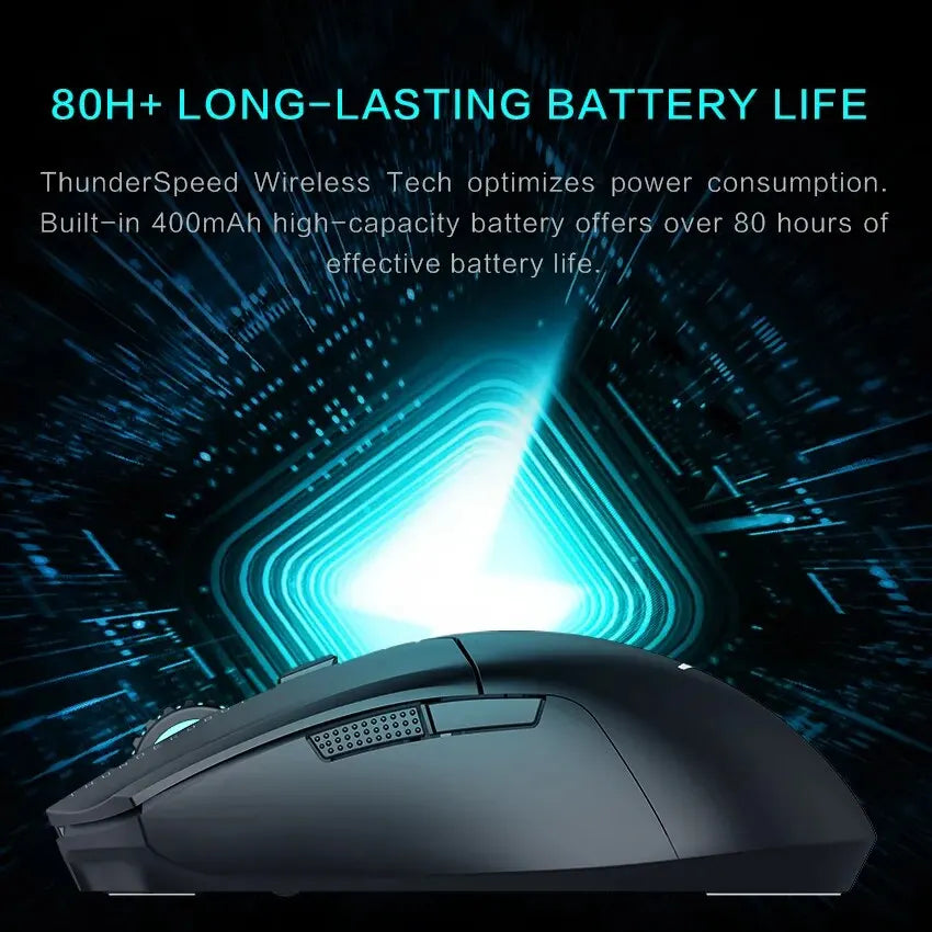 Thunderobot ML602 Wireless Gaming Mouse PAW3395 26000DPI 650IPS 64g Lightweight Symmetrical Form Tri-mode For Laptop PC Gamer