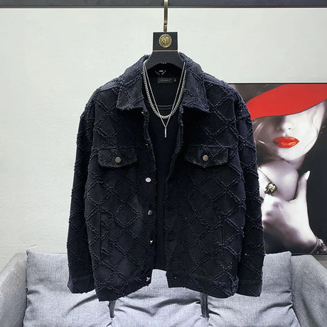 PFHQ 2023 Trendy Designer Korean Broken Hole Spring Denim Jacket Fashion Elegant Original Men's Fried Street High Quality Coat