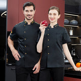 black Chef Jacket Short Sleeve chef uniform Cook Coat Chef T-shirt Baker Work Uniform Waiter Restaurant Hotel Clothes women Logo