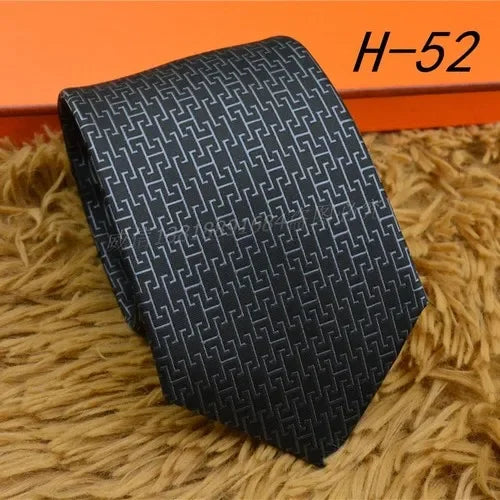 2024 new H Family 100% Silk Tie Creative Stripe Gift for Work Wedding 8cm Suit Accessories necktie  bowties  collared shirt