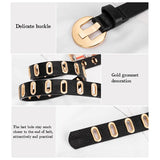 Maikun New Grunge Women Belt Adjustable Hole Grunge Punk  Belts for Women Alloy Pin Buckle PU Leather Belt 