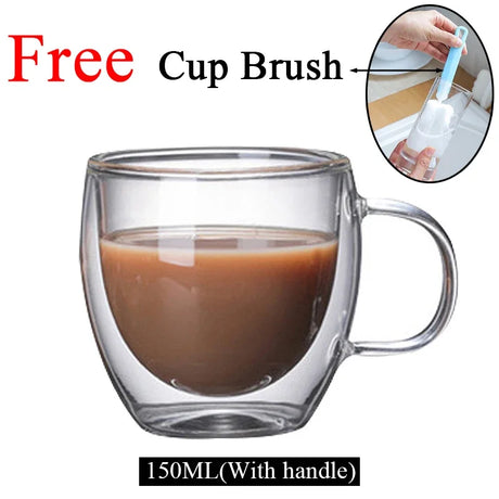 Double Wall High Borosilicate Glass Mug Heat Resistant Tea Milk Lemon Juice Coffee Water Cup Bar Drinkware Lover Gift Creativity