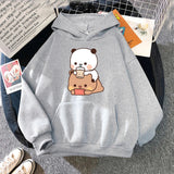 Bubu And Dudu Drink Bubble Tea Print Women Hoodie Kawaii Female Sweatshirt Harajuku Loose Long Sleeve Plus Size Clothes Tops