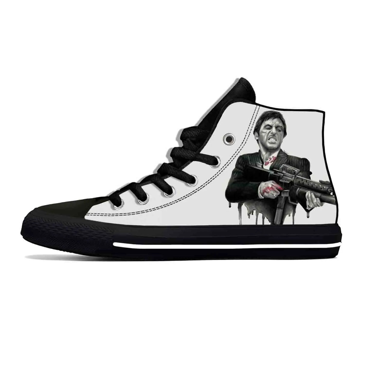 Hot Scarface Tony Montana Movie Anime Cartoon Casual Shoes High Top Lightweight Summer Board Shoes Breathable Men Women Sneakers