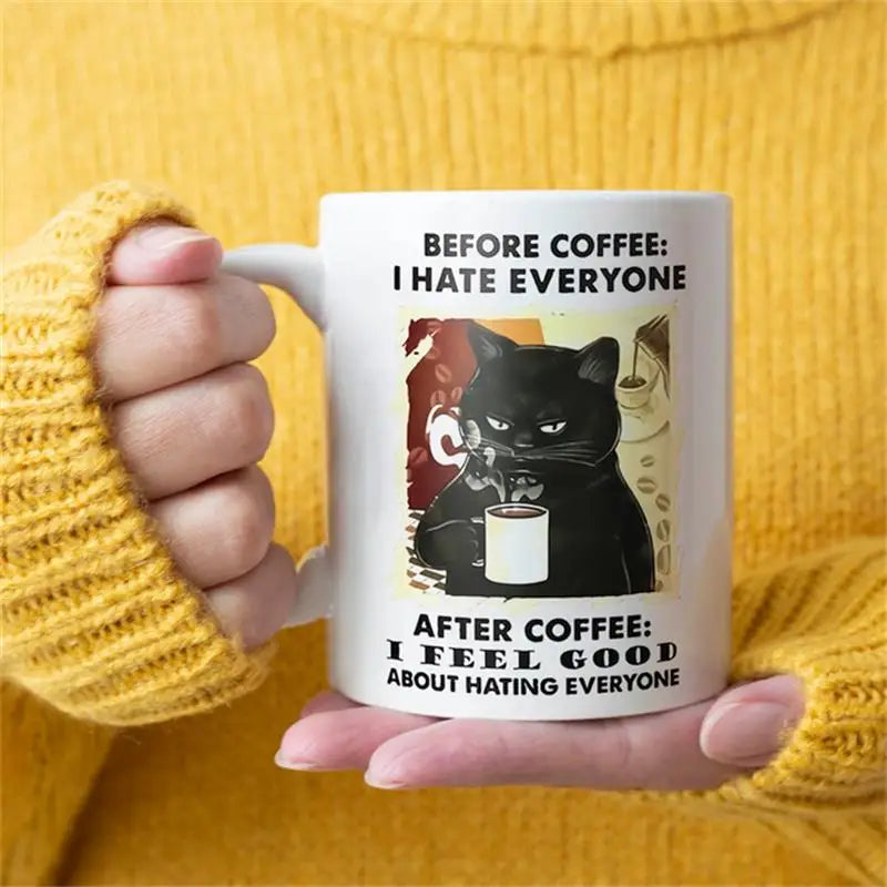 Funny Cat Mugs Coworker Gifts Coffee Spelled Backwards Is Eeffoc Coffeeware Mugen Home Decal Tableware Drinkware Tea Cup Teaware